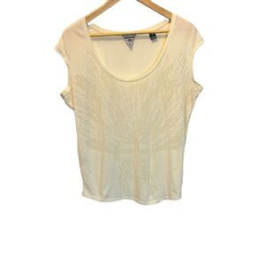 MADISON SCOTCH Petite Cream Burnout Skull Print Sleeveless Casual Top L
